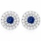 3/4 CARAT CREATED BLUE SAPPHIRE & 1/2 CARAT (56 PCS) FLAWLESS CREATED DIAMOND 925 STERLING SILVER EA