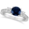 Vintage Milgrain Diamond and Blue Sapphire Ring 14k White Gold (2.32ct)