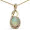 0.57 Carat Genuine Ethiopian Opal and White Diamond 14K Yellow Gold Pendant