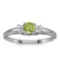 Certified 14k White Gold Round Peridot And Diamond Ring 0.25 CTW