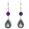 1 3/5 CARAT AMETHYST & 10 CARAT MYSTIC GEMSTONE 925 STERLING SILVER EARRINGS