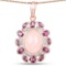 14K Rose Gold Plated 9.54 Carat Genuine Morganite, Rhodolite and White Topaz .925 Sterling Silver Pe