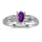 Certified 14k White Gold Oval Amethyst And Diamond Ring 0.19 CTW