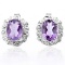 2.263 CARAT AMETHYST & GENUINE DIAMOND PLATINUM OVER 0.925 STERLING SILVER EARRINGS