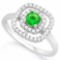 3/5 CARAT CREATED EMERALD & 2/5 CARAT (44 PCS) FLAWLESS CREATED DIAMOND 925 STERLING SILVER HALO RIN