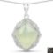 7.49 Carat Genuine Prehnite And White Topaz .925 Sterling Silver Pendant