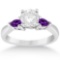 Pear Cut Three Stone Amethyst Engagement Ring 14k White Gold (1.50ct)