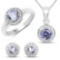 3.22 Carat Genuine Tanzanite & White Topaz .925 Sterling Silver Set