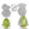 2/3 CARAT PERIDOT & DIAMOND 925 STERLING SILVER EARRINGS