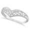 Antique Style Chevron Diamond Ring 14k White Gold (0.05ct)