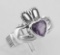 Irish Claddagh Ring with Amethyst CZ - Sterling Silver