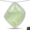 11.30 Carat Genuine Prehnite And White Topaz .925 Sterling Silver Pendant