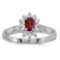 Certified 10k White Gold Oval Garnet And Diamond Ring 0.31 CTW