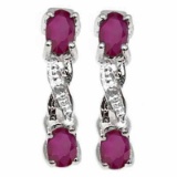 0.77 CARAT TW (6 PCS) GENUINE RUBY & GENUINE DIAMOND PLATINUM OVER 0.925 STERLING SILVER EARRINGS