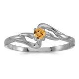 Certified 14k White Gold Round Citrine Ring 0.08 CTW