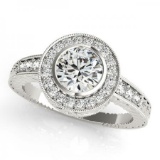 CERTIFIED PLATINUM 1.42 CT G-H/VS-SI1 DIAMOND HALO ENGAGEMENT RING