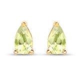 0.44 Carat Genuine Peridot 10K Yellow Gold Earrings