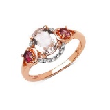 14K Rose Gold Plated 1.40 Carat Genuine Morganite, Pink Tourmaline & White Topaz .925 Sterling Silve