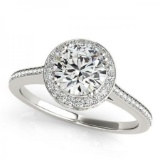 CERTIFIED PLATINUM 1.39 CT G-H/VS-SI1 DIAMOND HALO ENGAGEMENT RING