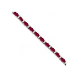 Diamond and Oval Cut Ruby Tennis Bracelet 14k White Gold (9.25ctw)