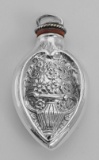 Art Nouveau Style Chatelaine Floral Perfume Pendant / Bottle - Sterling Silver