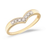 Certified 14K Yellow Gold Diamond Chevron Ring 0.07 CTW