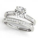 CERTIFIED 18KT WHITE GOLD 1.00 CT G-H/VS-SI1 DIAMOND BRIDAL SET