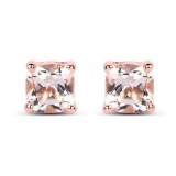 14K Rose Gold Plated 1.20 Carat Genuine Morganite .925 Sterling Silver Earrings