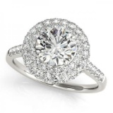 CERTIFIED PLATINUM 1.30 CT G-H/VS-SI1 DIAMOND HALO ENGAGEMENT RING