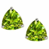 1.10 CT PERIDOT 0.925 STERLING SILVER W/ PLATINUM EARRINGS