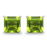 2.30 Carat Genuine Peridot .925 Streling Silver Earrings