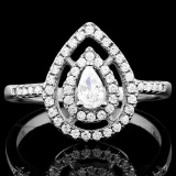 0.30 CT CREATED DIAMOND & 53PCS CREATED DIAMOND 925 STERLING SILVER HALO RING