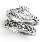 CERTIFIED 18KT WHITE GOLD 1.33 CT G-H/VS-SI1 DIAMOND BRIDAL SET