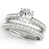 CERTIFIED 18KT WHITE GOLD 1.31 CT G-H/VS-SI1 DIAMOND BRIDAL SET