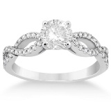 Diamond Twist Infinity Engagement Ring 14K White Gold (0.90ct)