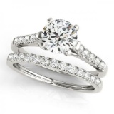 CERTIFIED 18KT WHITE GOLD 1.35 CT G-H/VS-SI1 DIAMOND BRIDAL SET