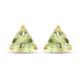 0.48 Carat Genuine Peridot 10K Yellow Gold Earrings