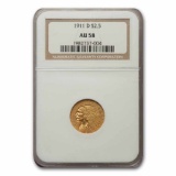 1911-D $2.50 Indian Gold Quarter Eagle AU-58 NGC