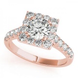 CERTIFIED 14KT ROSE GOLD 1.65 CT G-H/VS-SI1 DIAMOND HALO ENGAGEMENT RING