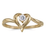 Certified 10k Yellow Gold Round White Topaz Heart Ring 0.11 CTW