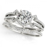 CERTIFIED 18KT WHITE GOLD 1.22 CT G-H/VS-SI1 DIAMOND BRIDAL SET