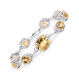 18.40 Carat Genuine Citrine .925 Sterling Silver Bracelet