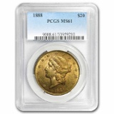 1888 $20 Liberty Gold Double Eagle MS-61 PCGS