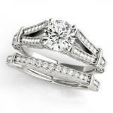 CERTIFIED 18KT WHITE GOLD 1.24 CT G-H/VS-SI1 DIAMOND BRIDAL SET