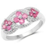 0.68 Carat Genuine Ruby .925 Sterling Silver Ring