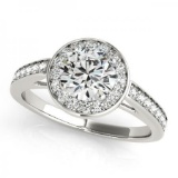 CERTIFIED PLATINUM 1.01 CT G-H/VS-SI1 DIAMOND HALO ENGAGEMENT RING