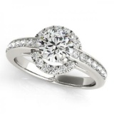 CERTIFIED PLATINUM 1.33 CT G-H/VS-SI1 DIAMOND HALO ENGAGEMENT RING