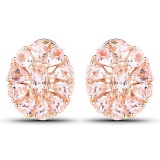 14K Rose Gold Plated 3.46 Carat Genuine Morganite .925 Sterling Silver Earrings