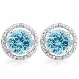 4 2/3 CARAT BABY SWISS BLUE TOPAZ & DIAMOND 925 STERLING SILVER EARRINGS