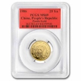 1986 China 1/4 oz Gold Panda MS-69 PCGS